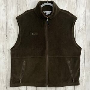 Columbia Brown XL Fleece Mock Neck Full Zip Gorpcore Outdoor Warm Vest XL